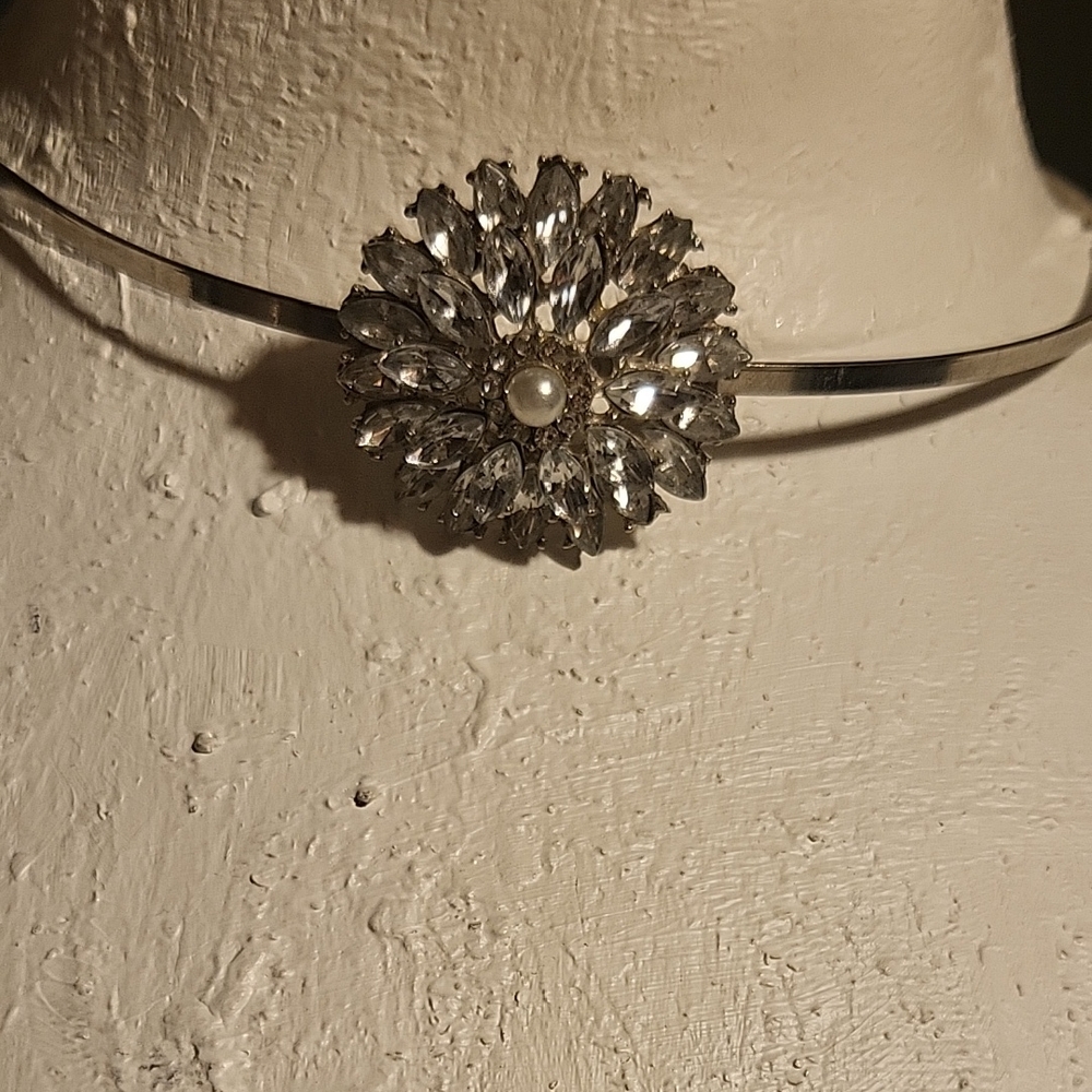 Vintage Marquis Rhinestone  Silver Floral Headband/choker